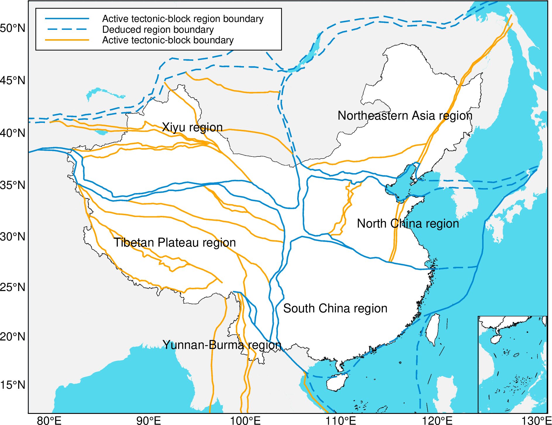 CN-block: 中国大陆及周边活动地块数据